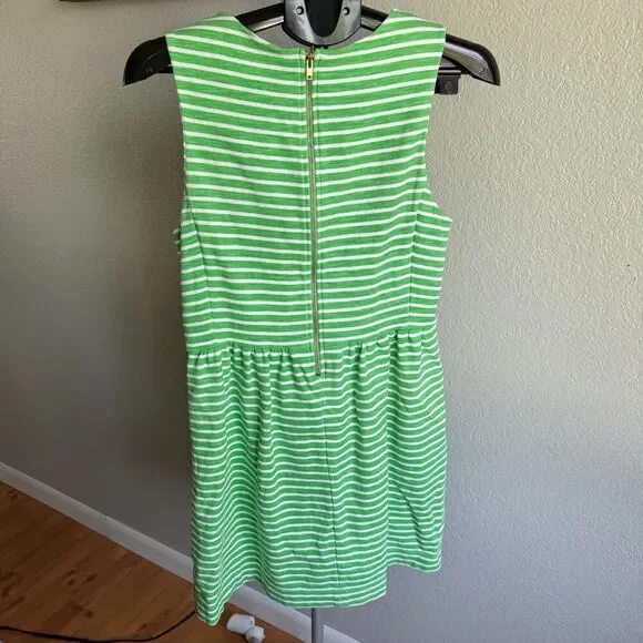 J. Crew Factory Green Striped Sleeveless Daybreak Ponte Knit Dress w Pockets M - Picture 2 of 4